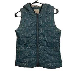 Copper Key Blue Swan Bird Tree Fleece Lined Puffer Full Zip Vest Size 14/16